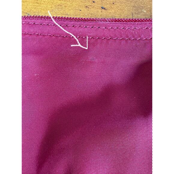 Lacoste Nylon Tote Bag Red Striped Webbed Straps Logo Shoulder Travel 16 X 11.5 - Picture 6 of 16